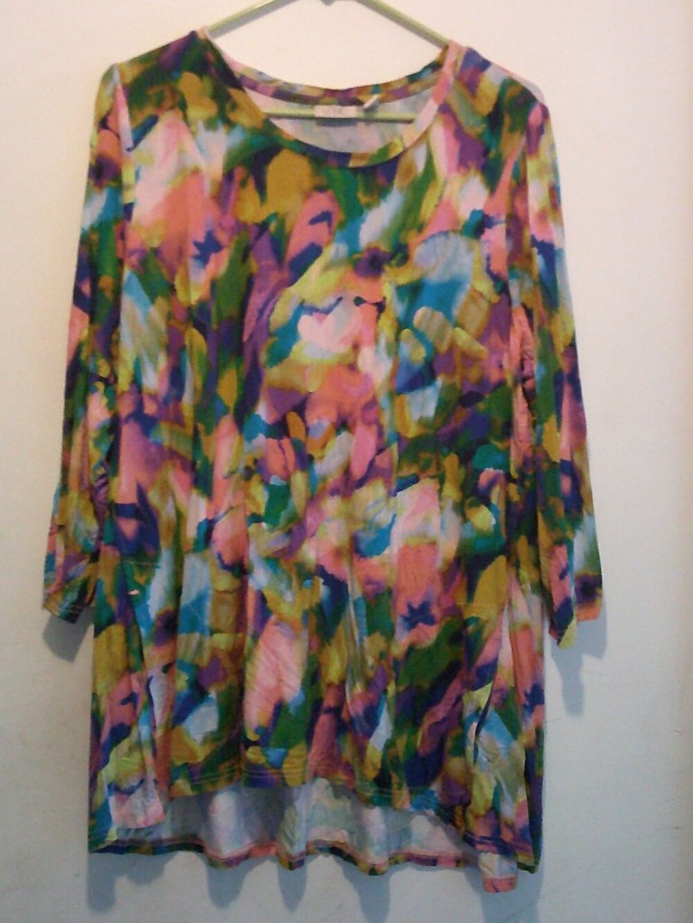 LOGO by Lori Goldstein Women’s XL Abstract Long Sleeve T-Shirt Colorful Artsy